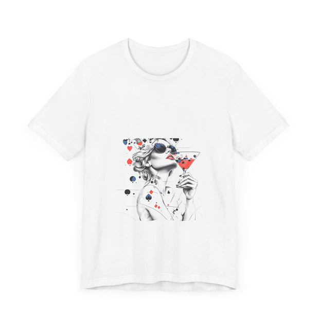 Martini & Cards - Women's Sophisticated Poker Graphic T-Shirt | PokerCircle Design Studio