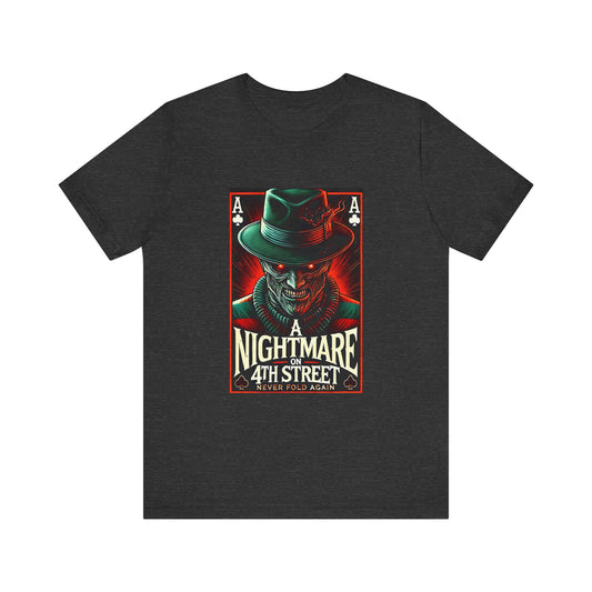 Poker Horror T-Shirt – 'Nightmare on 4th Street' Spooky Poker Tee for Gamers