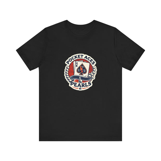 Pocket Aces & Pearls Retro Pop Art Poker T-Shirt - Funny Tee for Poker Lovers, Ideal Gift, Unique Design - PokerCircle Design Studio