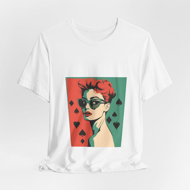 Queen of Suits - Women's Vintage Poker Art Graphic T-Shirt | PokerCircle Design Studio