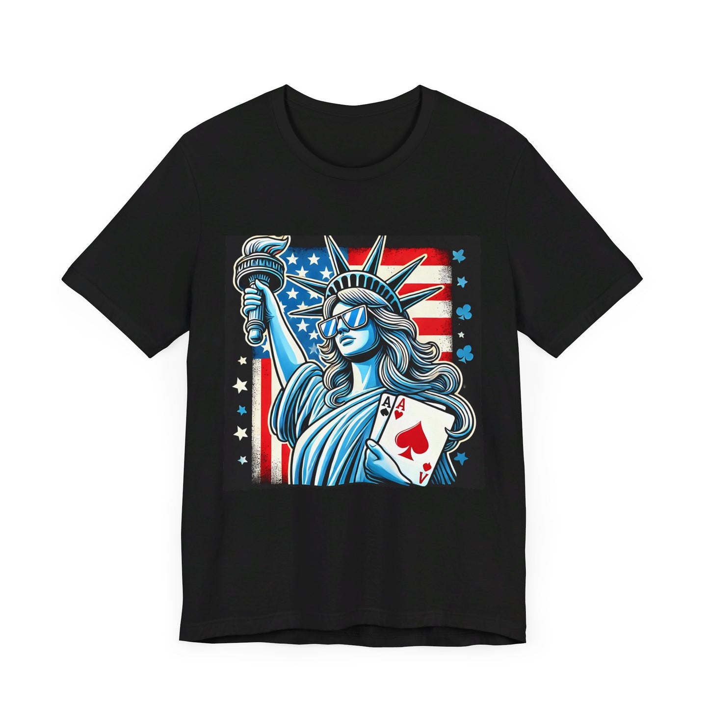 Statue of Liberty Since 1776 Poker T-Shirt - Funny Tee for Poker Lovers, Patriotic Gift, Unique Casino Apparel - PokerCircle Design Studio