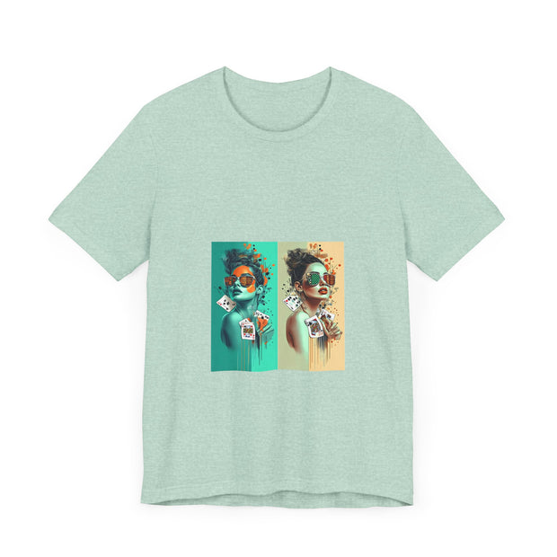 Dual Deal - Women's Playful Poker Double Graphic T-Shirt | PokerCircle Design Studio