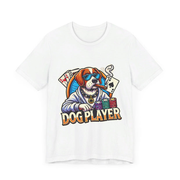 Funny Dog Player Poker T-Shirt - Perfect for Dog Lovers and Poker Enthusiasts, Comfy Cotton Tee