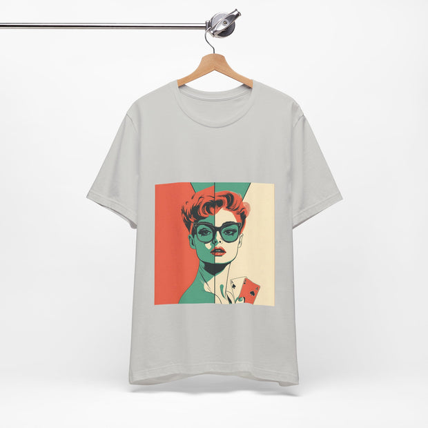 Retro Queen - Women's Vintage Poker Art Graphic T-Shirt | PokerCircle Design Studio