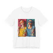 Double Trouble - Women's Vibrant Poker Art Graphic T-Shirt | PokerCircle Design Studio