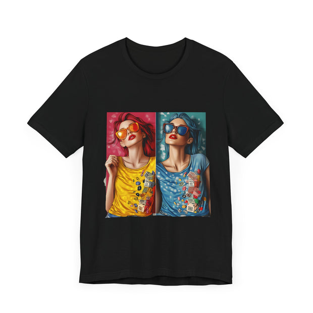 Double Trouble - Women's Vibrant Poker Art Graphic T-Shirt | PokerCircle Design Studio