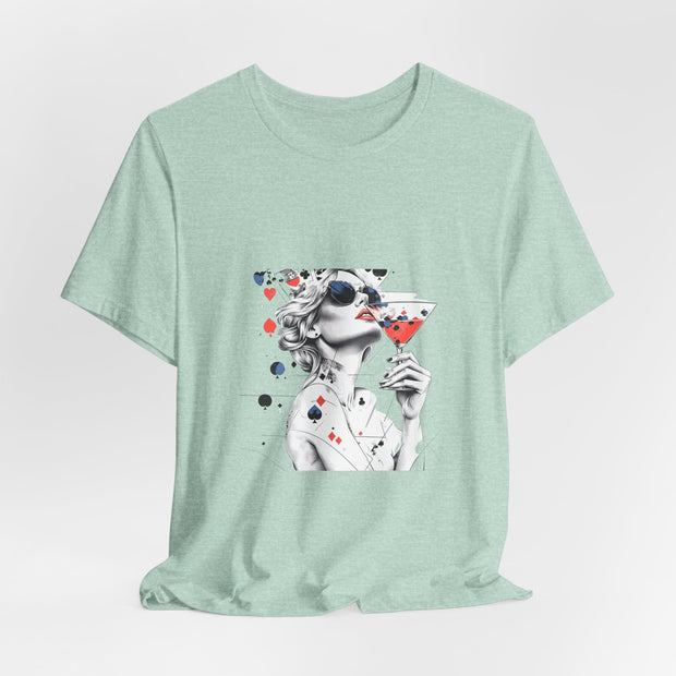 Ace of Elegance - Women's Poker Queen Art Graphic T-Shirt | PokerCircle Design Studio